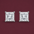 Platinum 2ct TW Princess-Cut Stud Earrings